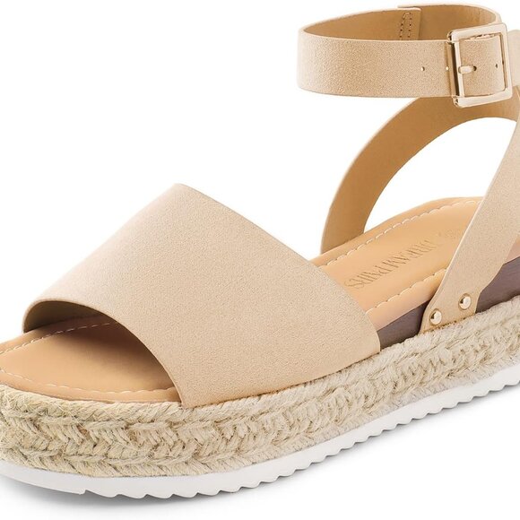 Shoes - Women's Faux Suede Platform Espadrilles Wedge Sandals Summer Casual Shoes